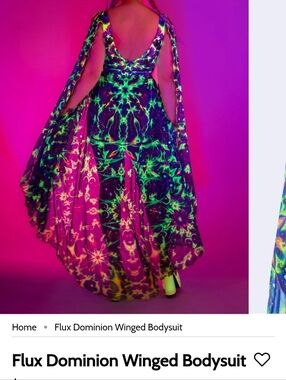 Flux Dominion Winged Bodysuit - Neon Green & Purple